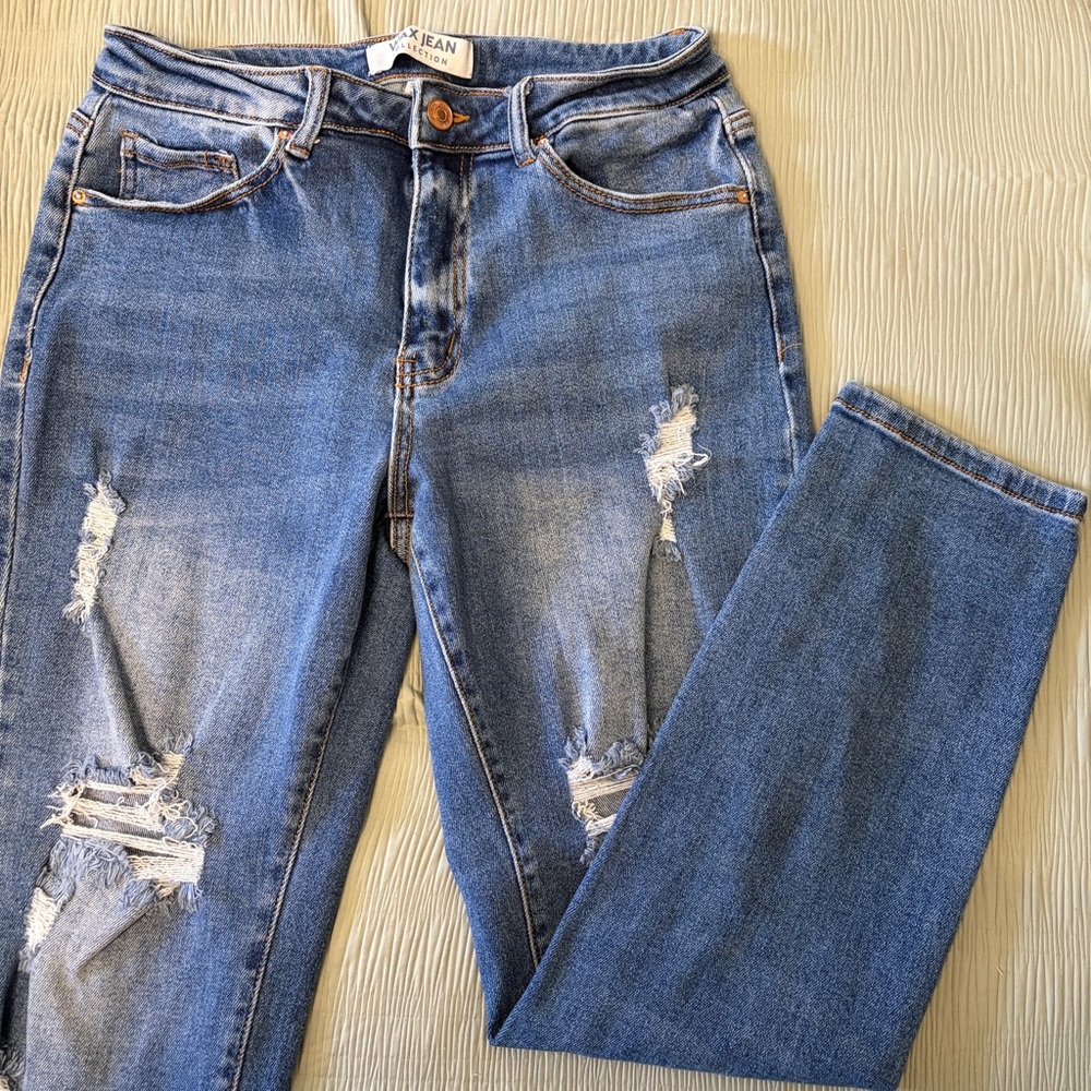 Distressed Blue Boyfriend Jeans - Size 5/27